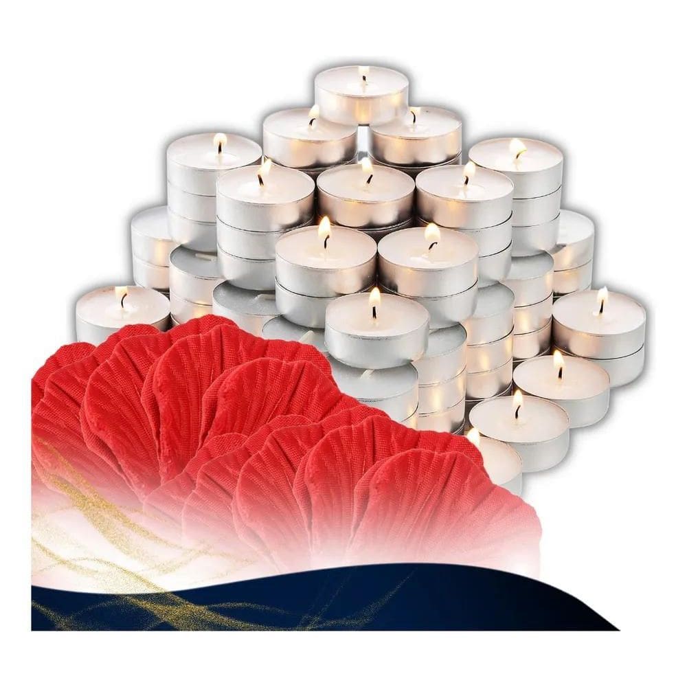 2X Kit Romântico - 500 Pétalas De Rosas + 16 Velas