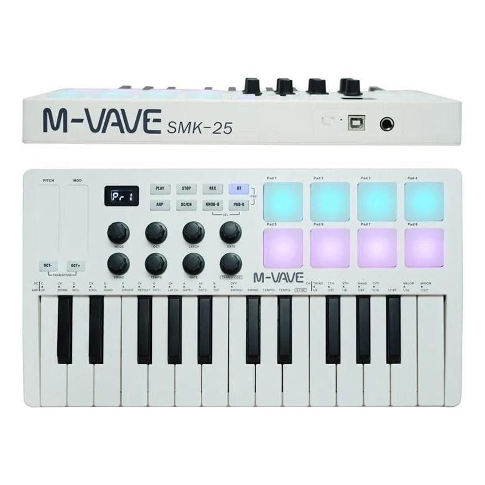 2X M-Vave Smk-25 25 Teclas Branco