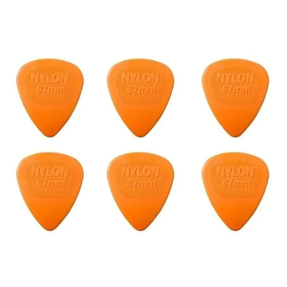 Kit Com 6 Palhetas Dunlop Nylon 0,67Mm Laranja