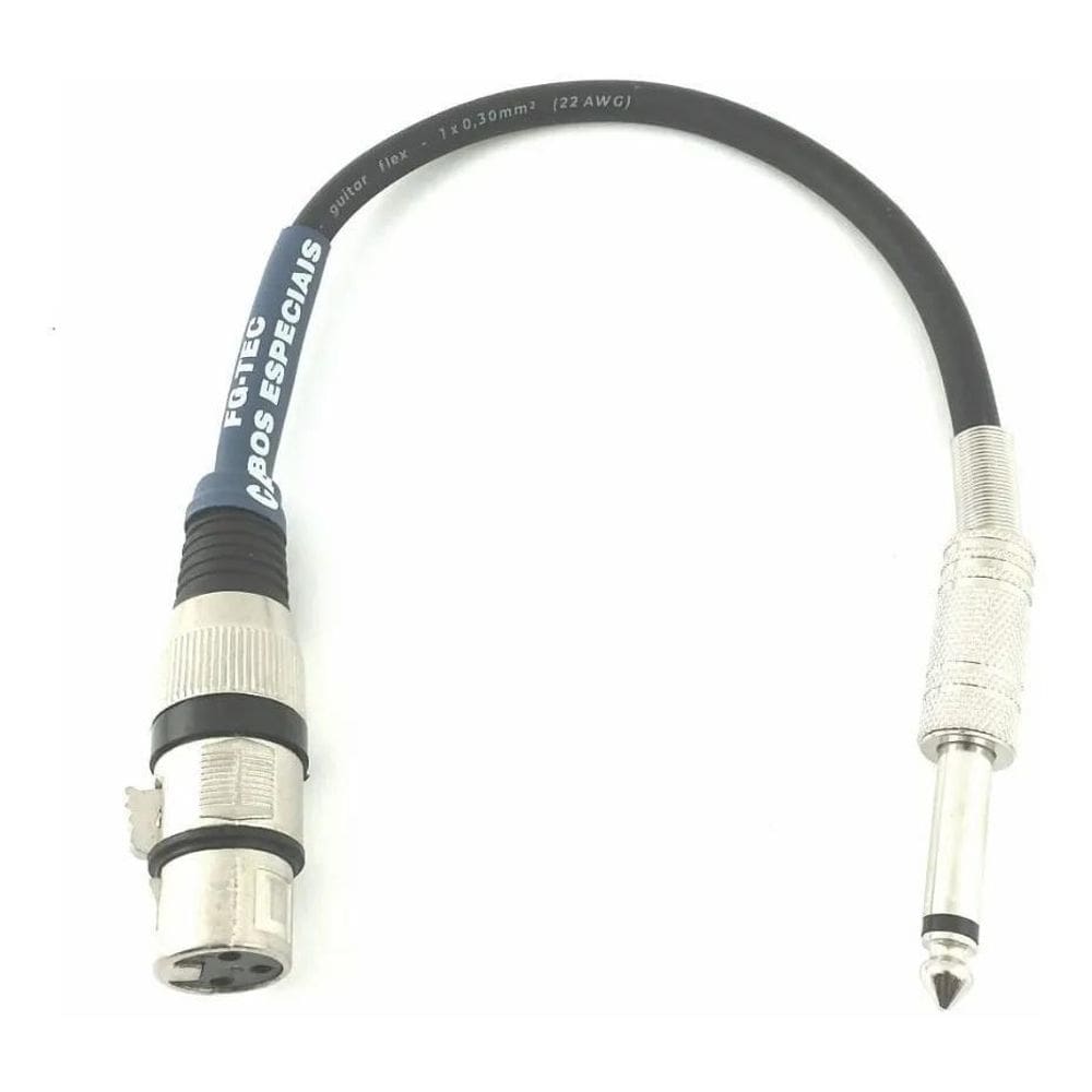 2X Adaptador Xlr Fêmea X P10 Mono 20 Cm