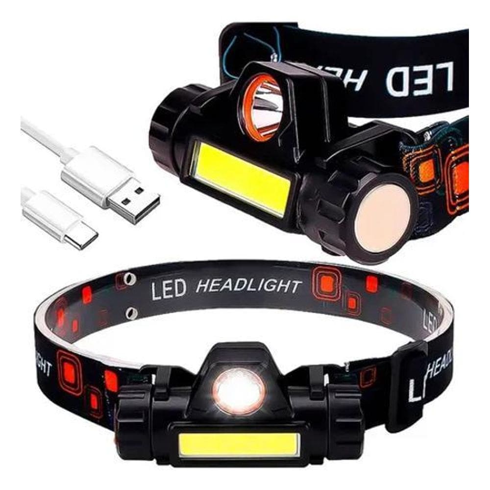 2X Lanterna Cabeça Testa Capacete Recarregavel Tatica 2 Led