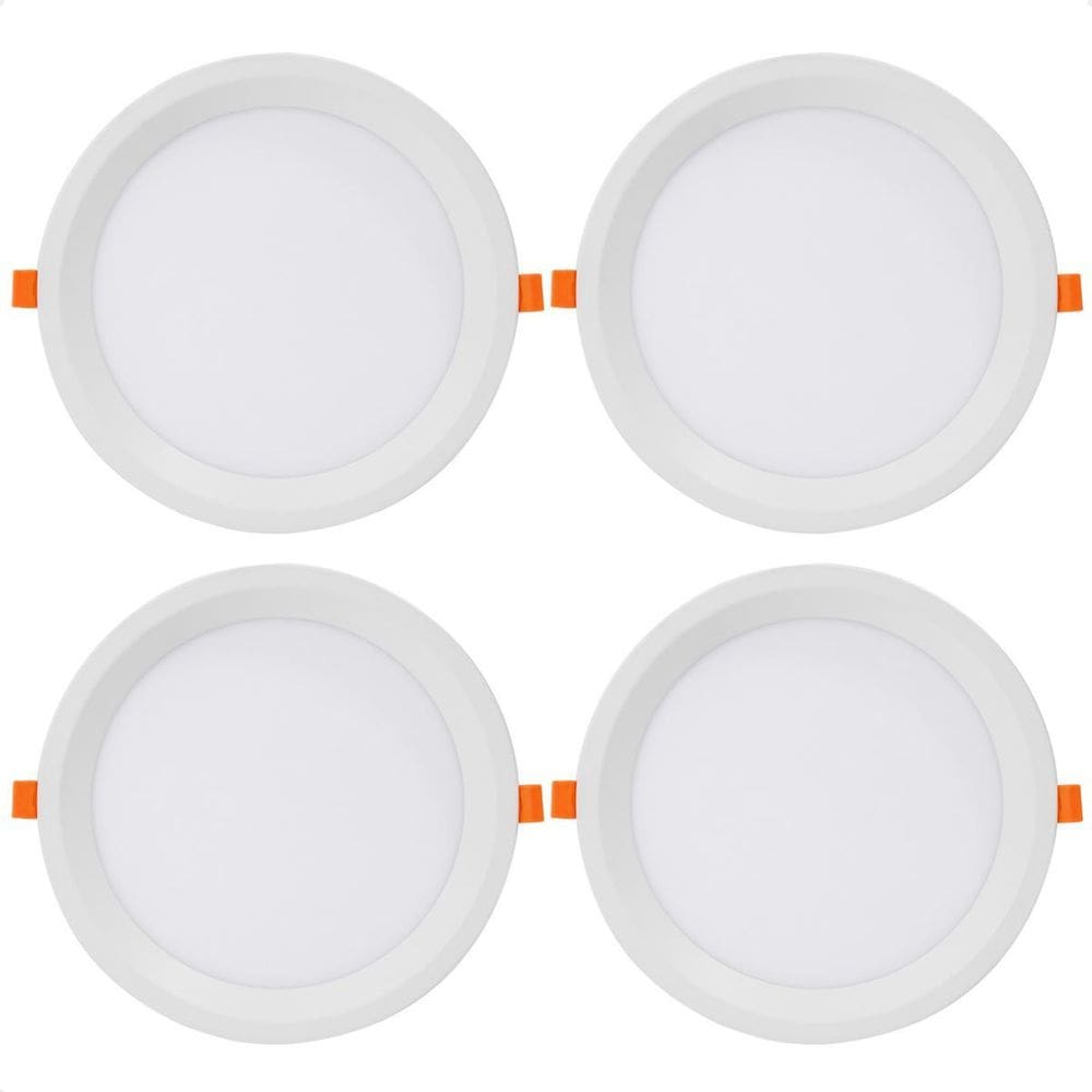 4 Painel De Led Redondo Embutir Recuado 24W Bivolt 6500K