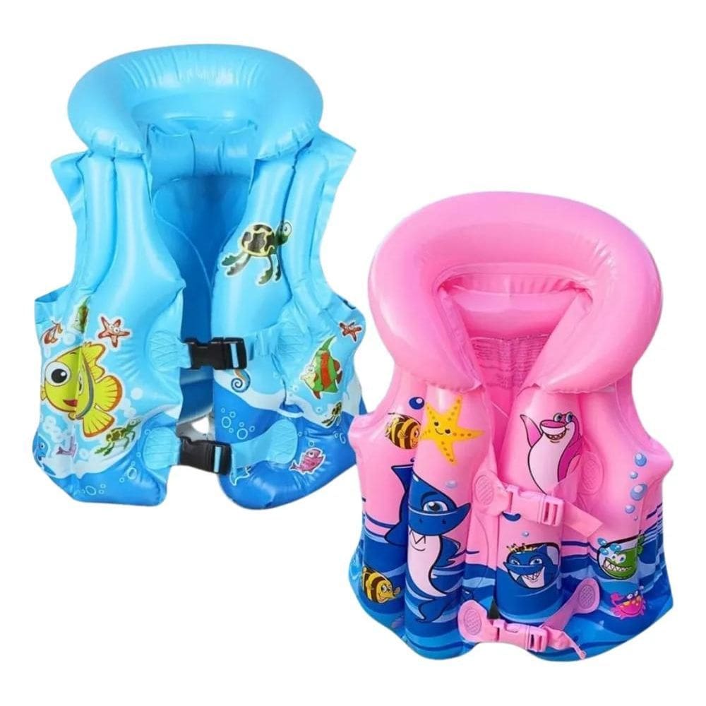 2X Colete Salva Vidas Infantil Inflavel Boia Piscina Club Pr
