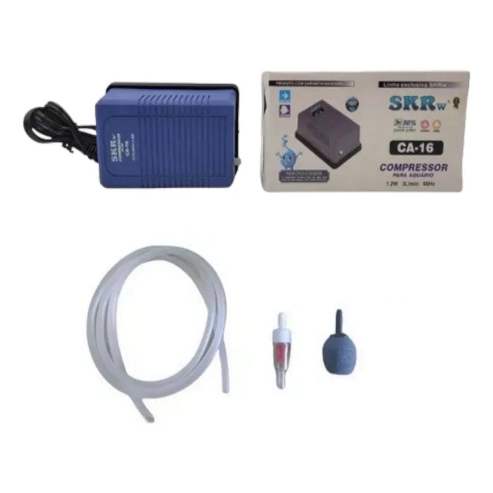 Bomba De Ar Oxigenador Ca-16 Kit Completo Aquários Até 60L