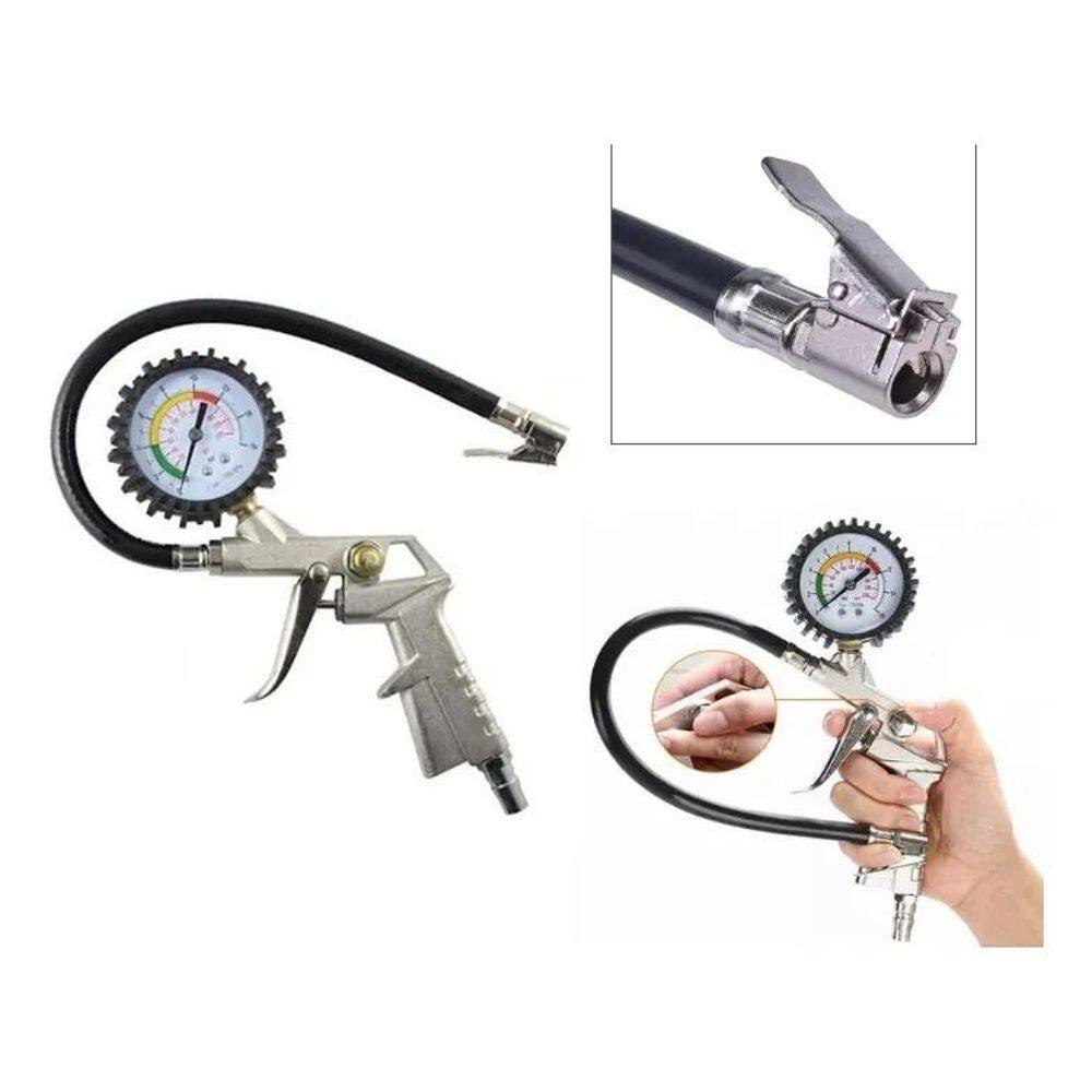 2X Calibrador E Inflador De Pneus Pneumatico Manometro 220 P