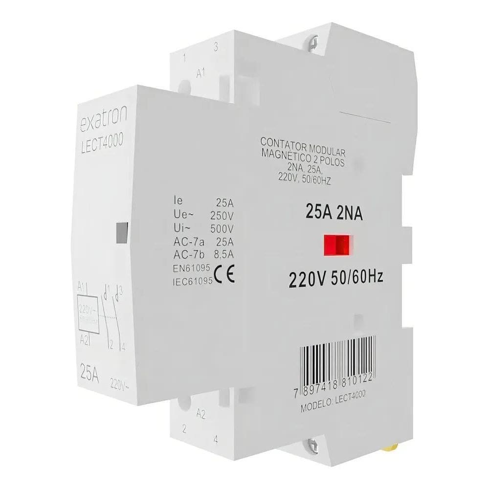 2X Contator Modular Bipolar 25A 2 Polos 2Na 220 Volts Contat