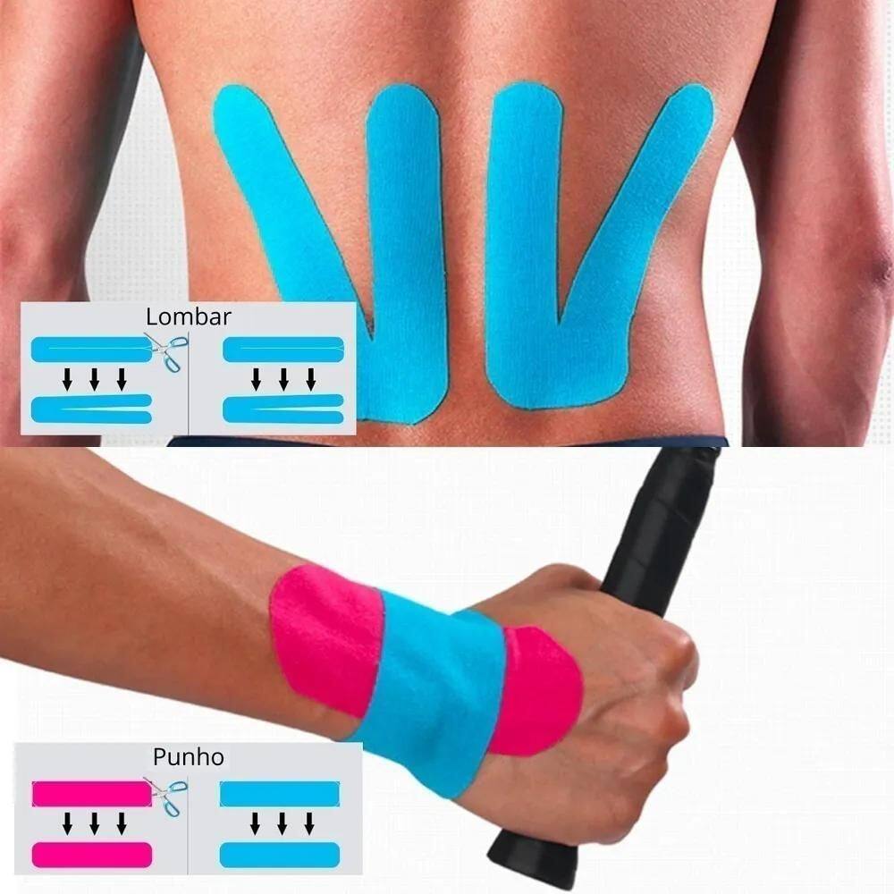 2X 5X Fita Bandagem Elástica Adesiva Tape Dor Muscular Cor S