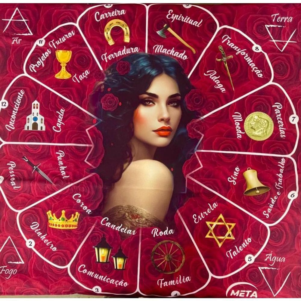 Toalha Sublimada Cigana Tarot Baralho 70X70Cm- Selecione Cor