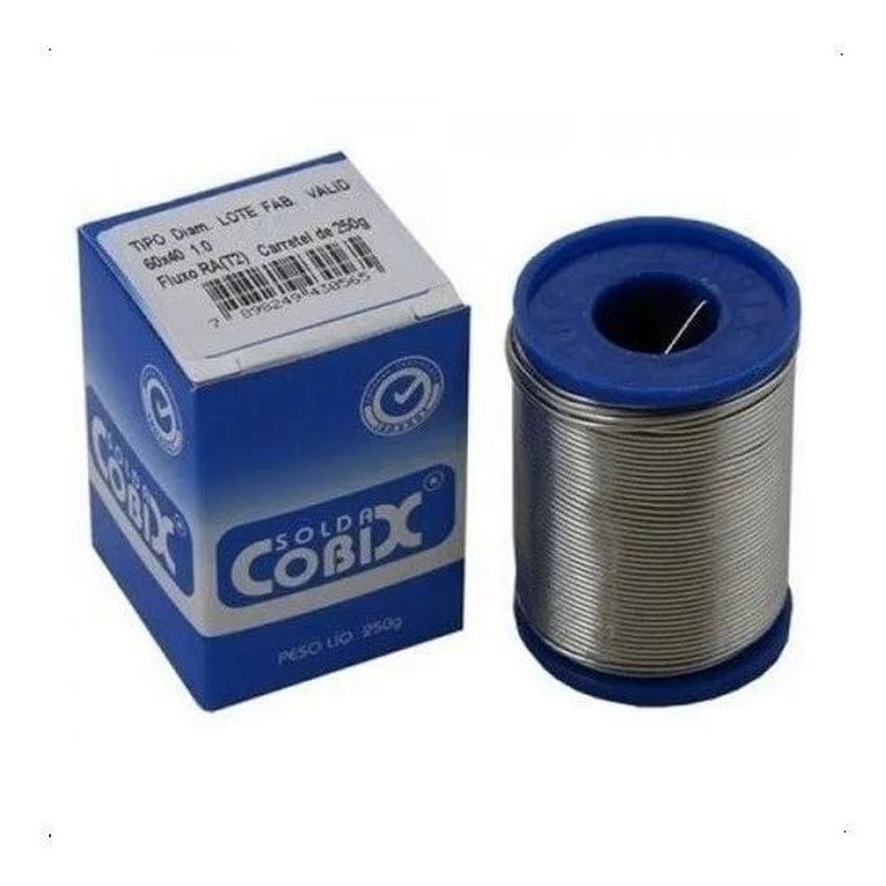 Solda Estanho 1Mm 60X40 Snxpb Com Fluxo Rolo 250G - Cobix