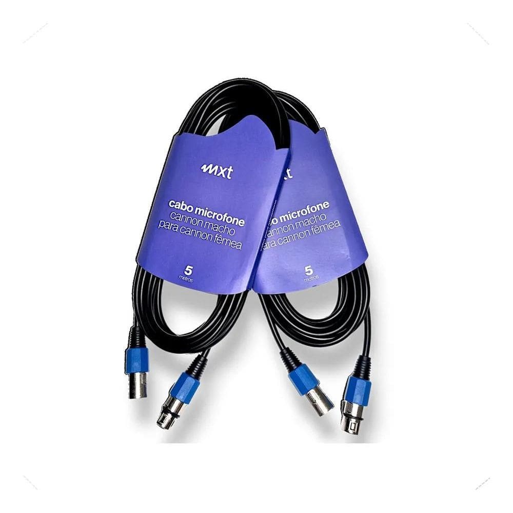 2X Kit 2 Und Cabo De Microfone Xlr Balanceado Cannon 5 Metr