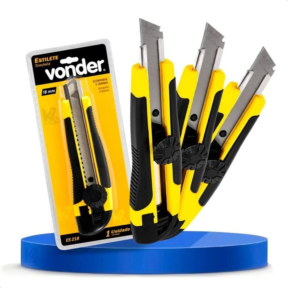 Kit 3 Estiletes Profissional 18Mm Vonder Trava Giratoria