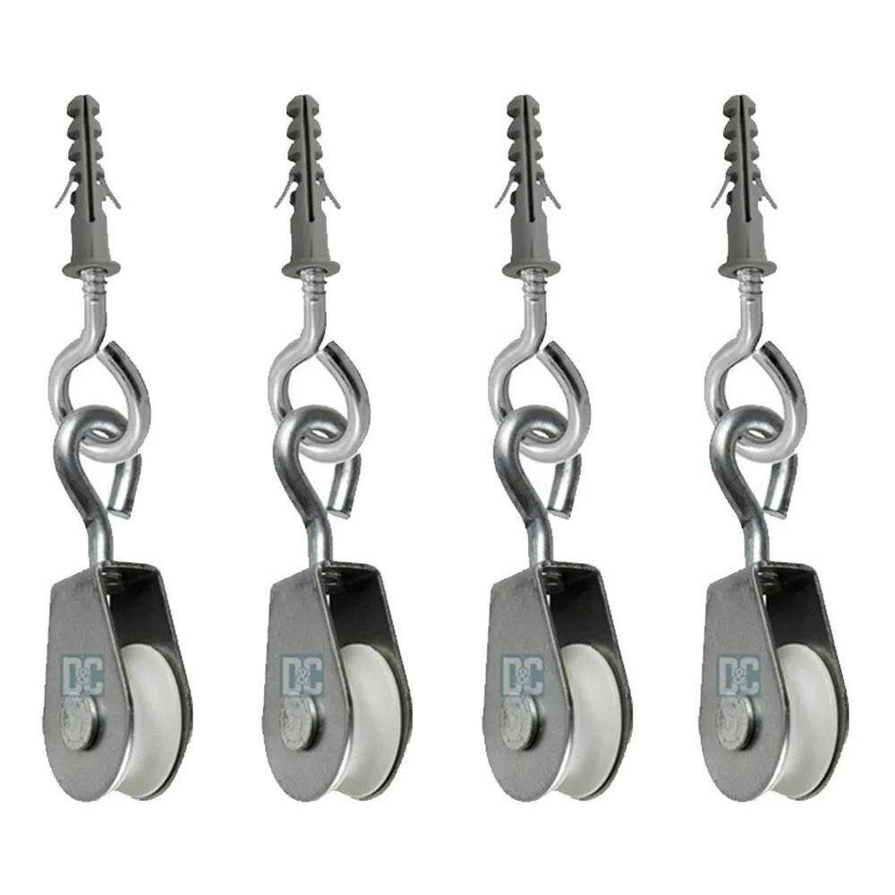 2X Roldana 2Cm Plástica E Metal Cinza Com Olhal Até 30Kg 4Un