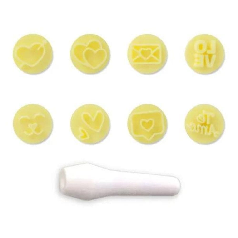 2X Kit Carimbos Amor Com 9 Peças Para Doces E Massas Cor Ama