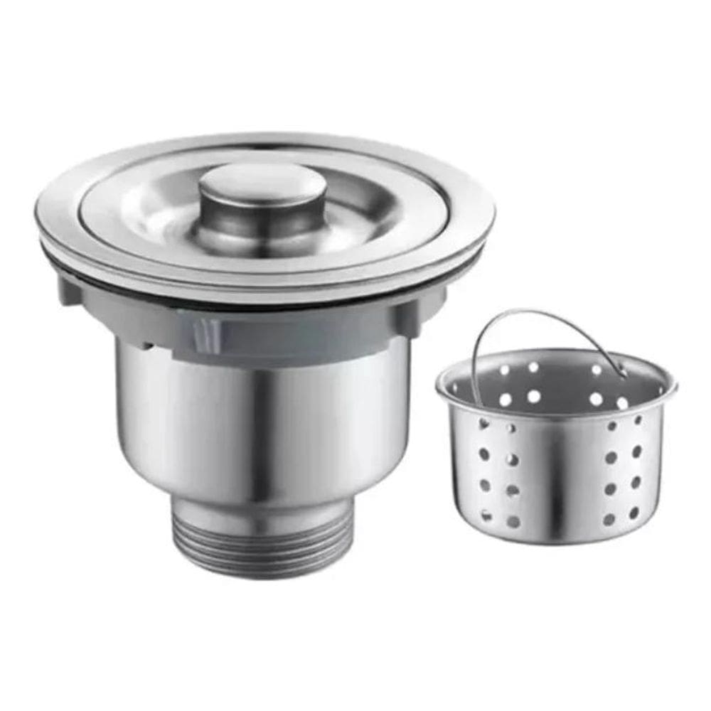 2X Válvula Ralo Pia Cozinha 4 1/2 Aço Inox 304 Com Cesto Rem