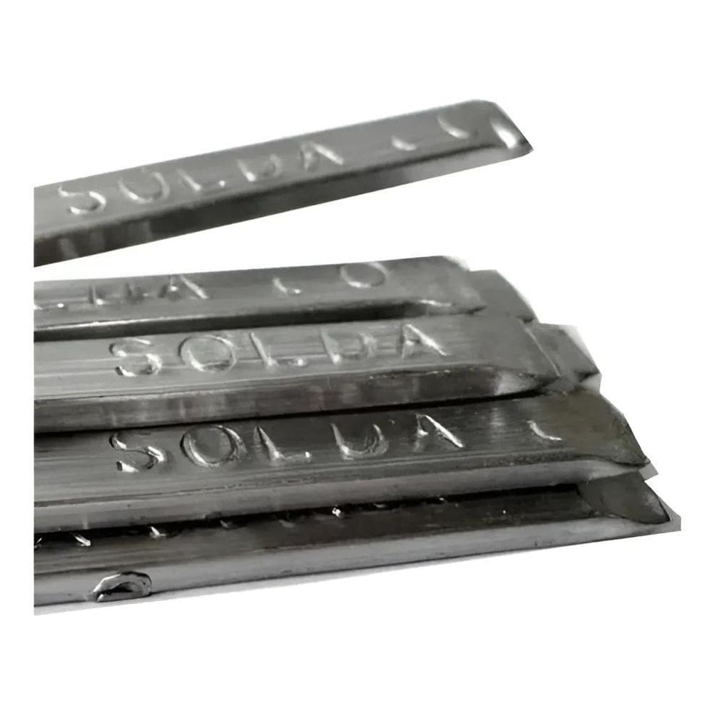 05 Barras Vareta Verga Estanho Solda 50X50 Aprox. 355G Cobix