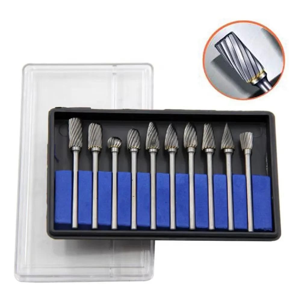 2X Lima E Fresa Rotativa Metal Duro Tungstênio Dremel 10 Peç