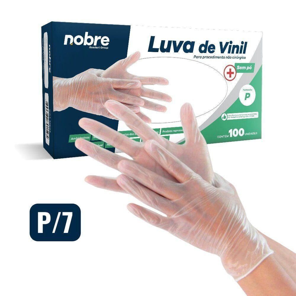 Caixa Com 100 Luvas Vinil S- Pó P Nobre Ca 47428 P- Procedimento Não Cirúrgico