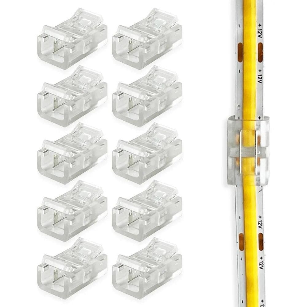 2X Kit 10 Emenda Conector 2 Vias 180º Fita Led Cob 8Mm 9W Te