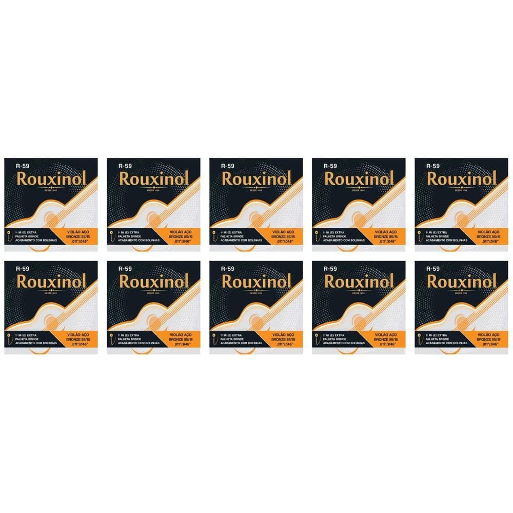 Kit 10 Encordoamento Violão Aço Bronze 85/15 .011 Rouxinol