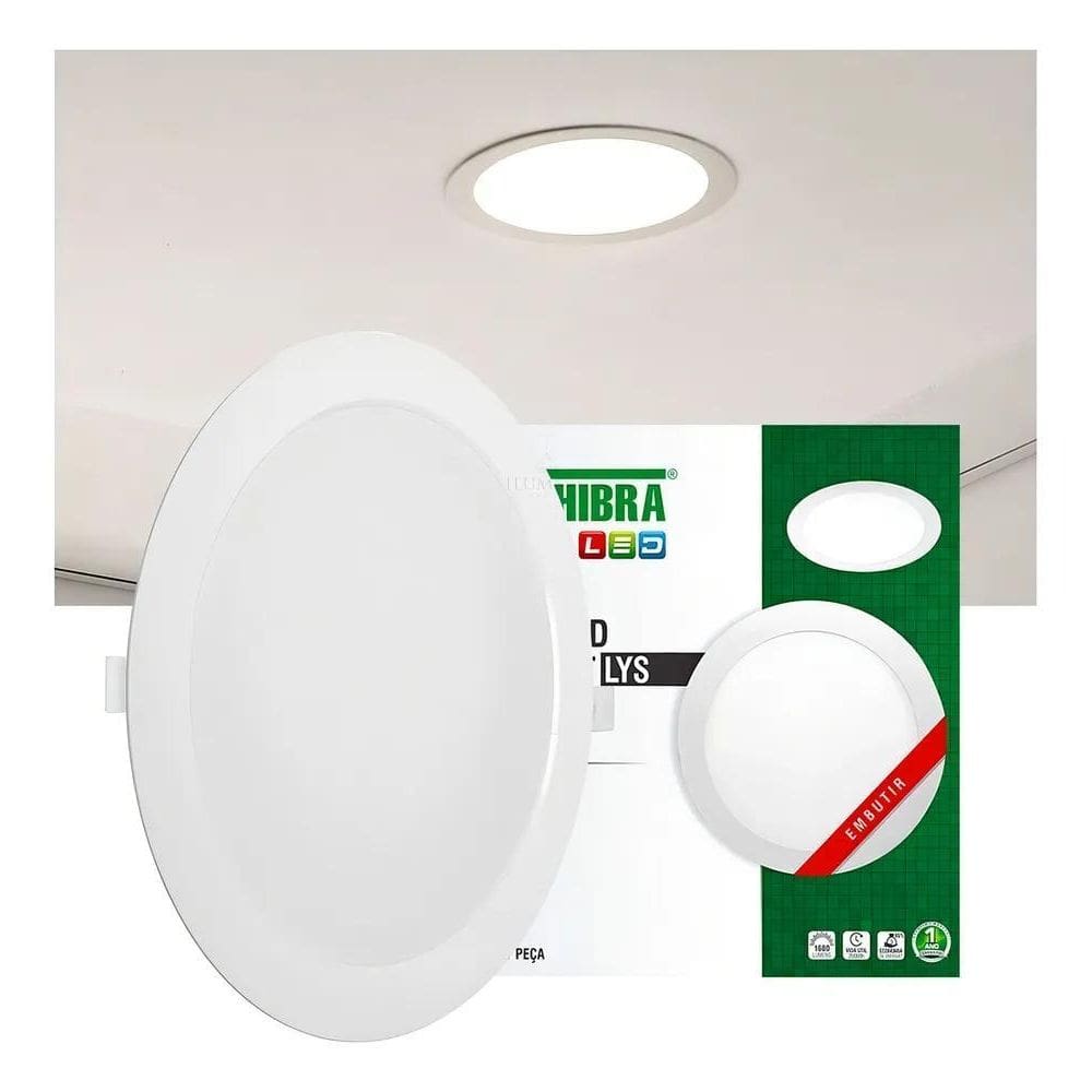 2X Painel Led 24W Taschibra Embutir Redondo 29Cm 3000K 6500K