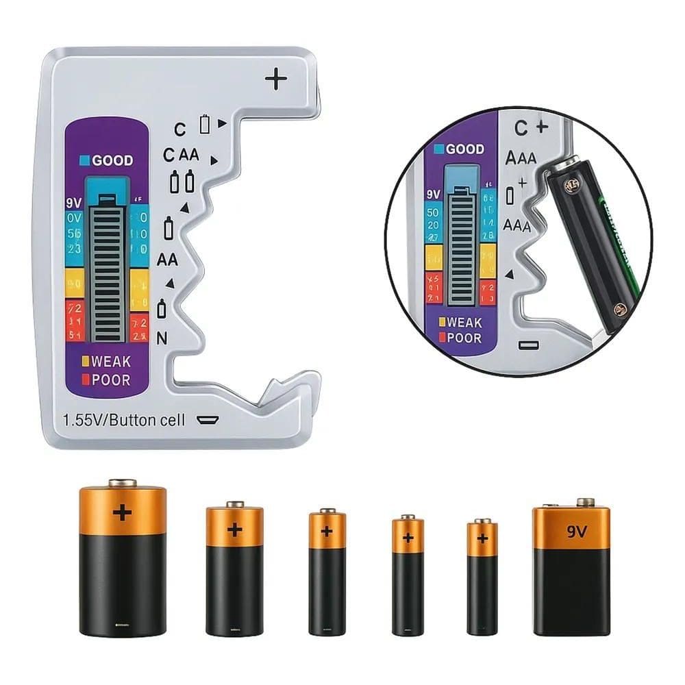 2X Testador Medidor Digital Pilha/Bateria Testar Voltagem
