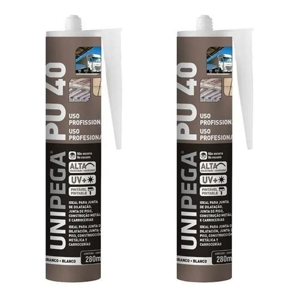 2X Kit 2 Silicone Pu40 Adesivo Selante Poliuretano Branco 40