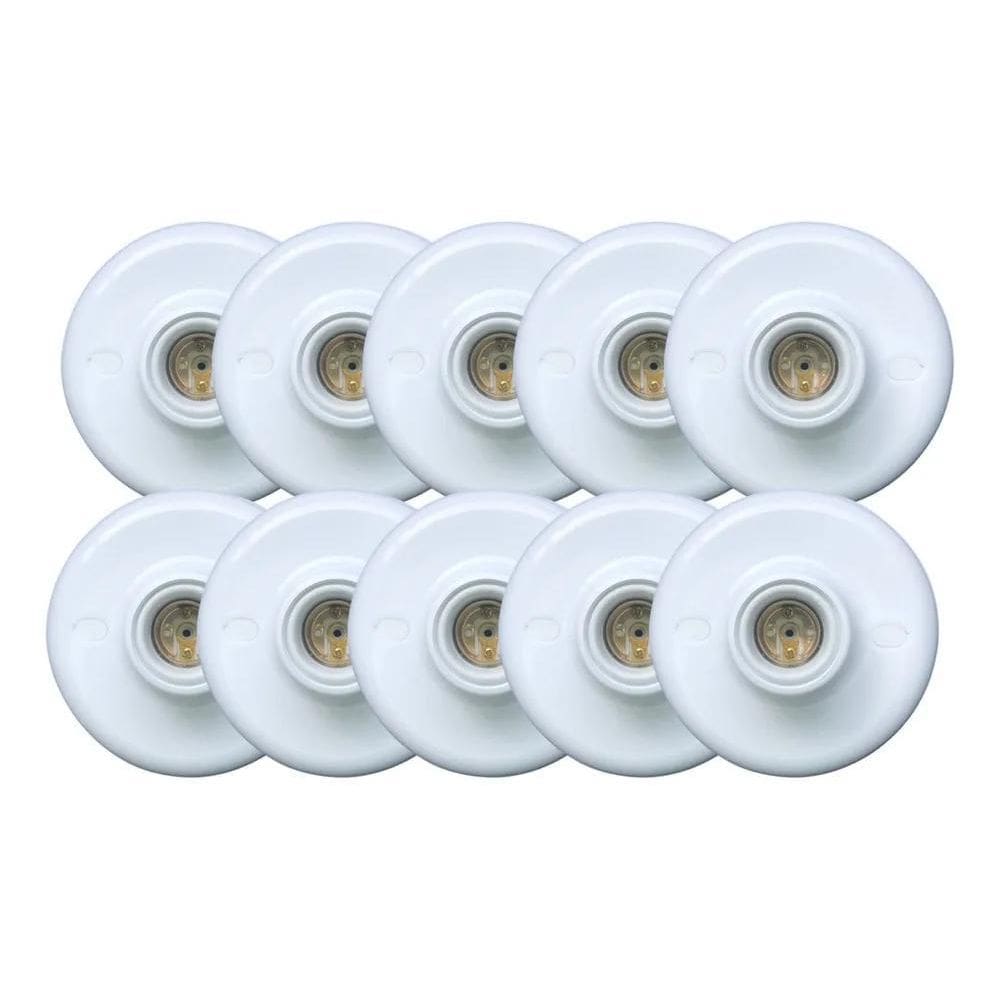 2X Kit 10 Plafon Branco Simples Bocal E - 27 Paflon Bivolt E