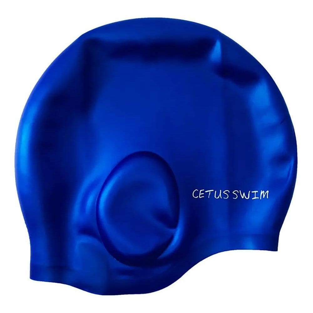 2X Touca De Natação Cobre Orelhas Cetus Cor Azul