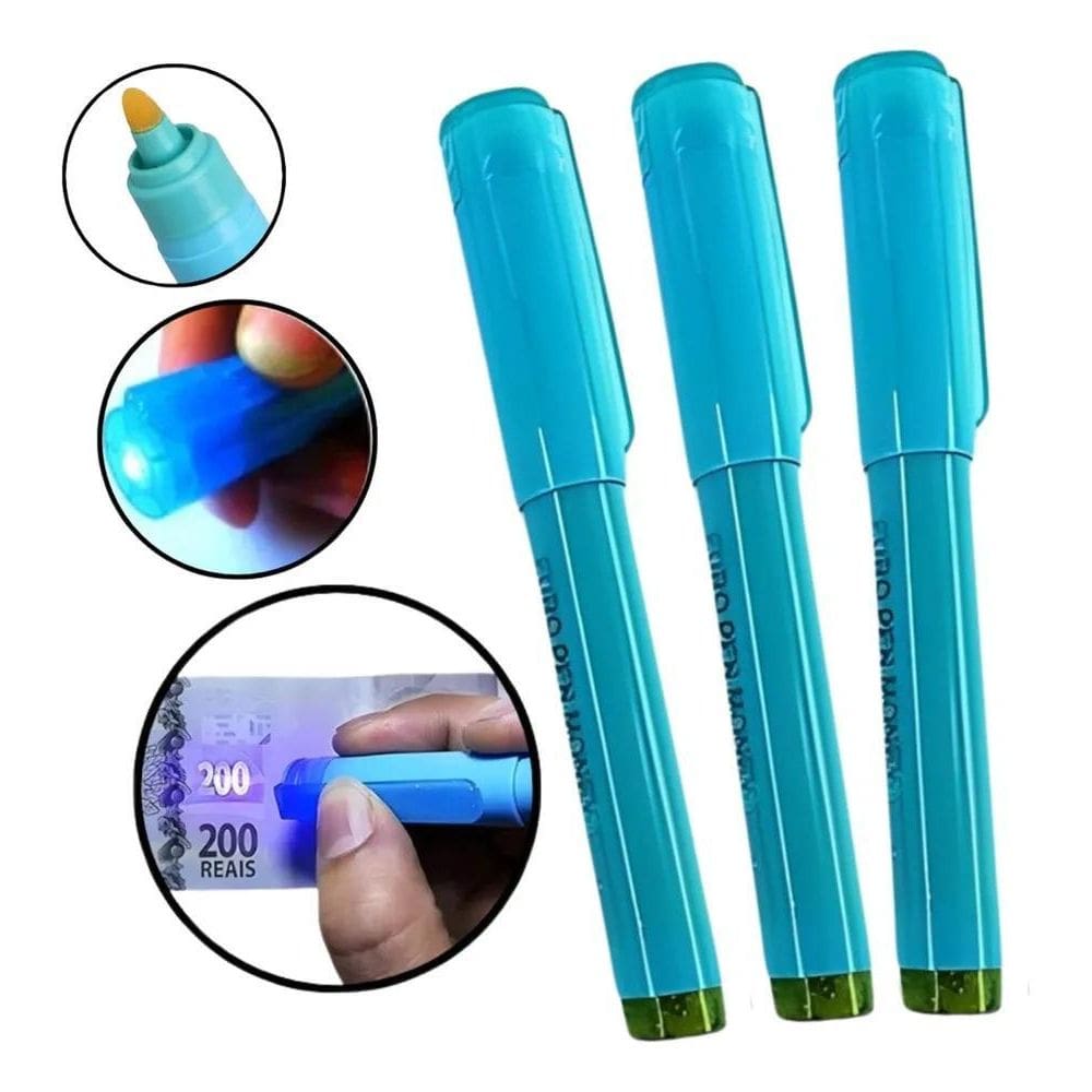 2X Kit 3 Canetas Para Detectar Dinheiro Nota