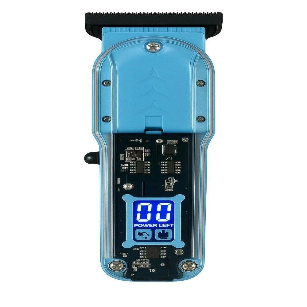 Maquina Cortar Cabelo Transparente Visor Digital Azul