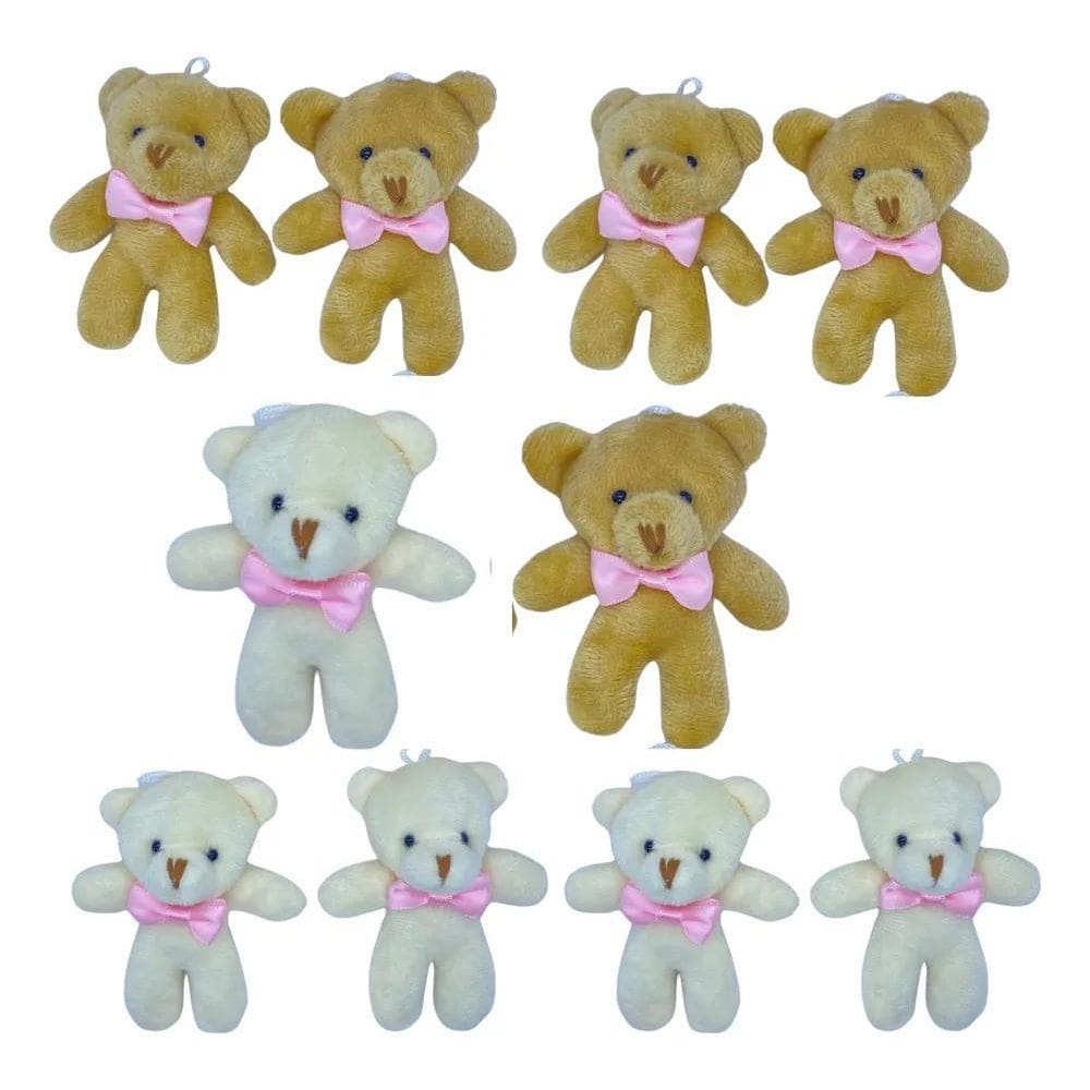 2X Mini Ursinho Pelúcia Lembrancinha Bebê Maternidade 10 Peç