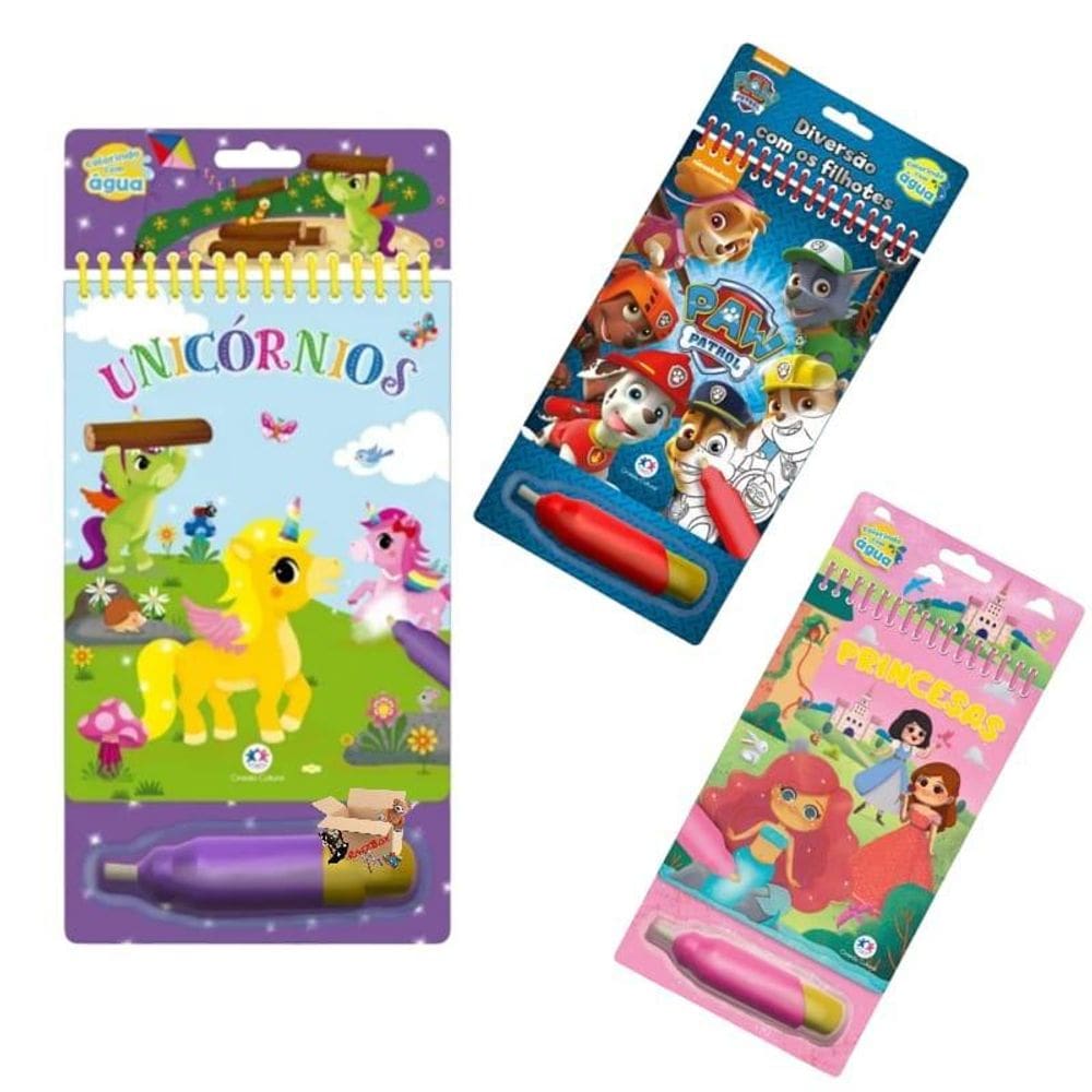 Kit Livro Infantil Aquabook Colorindo Com Água Ciranda Cultu