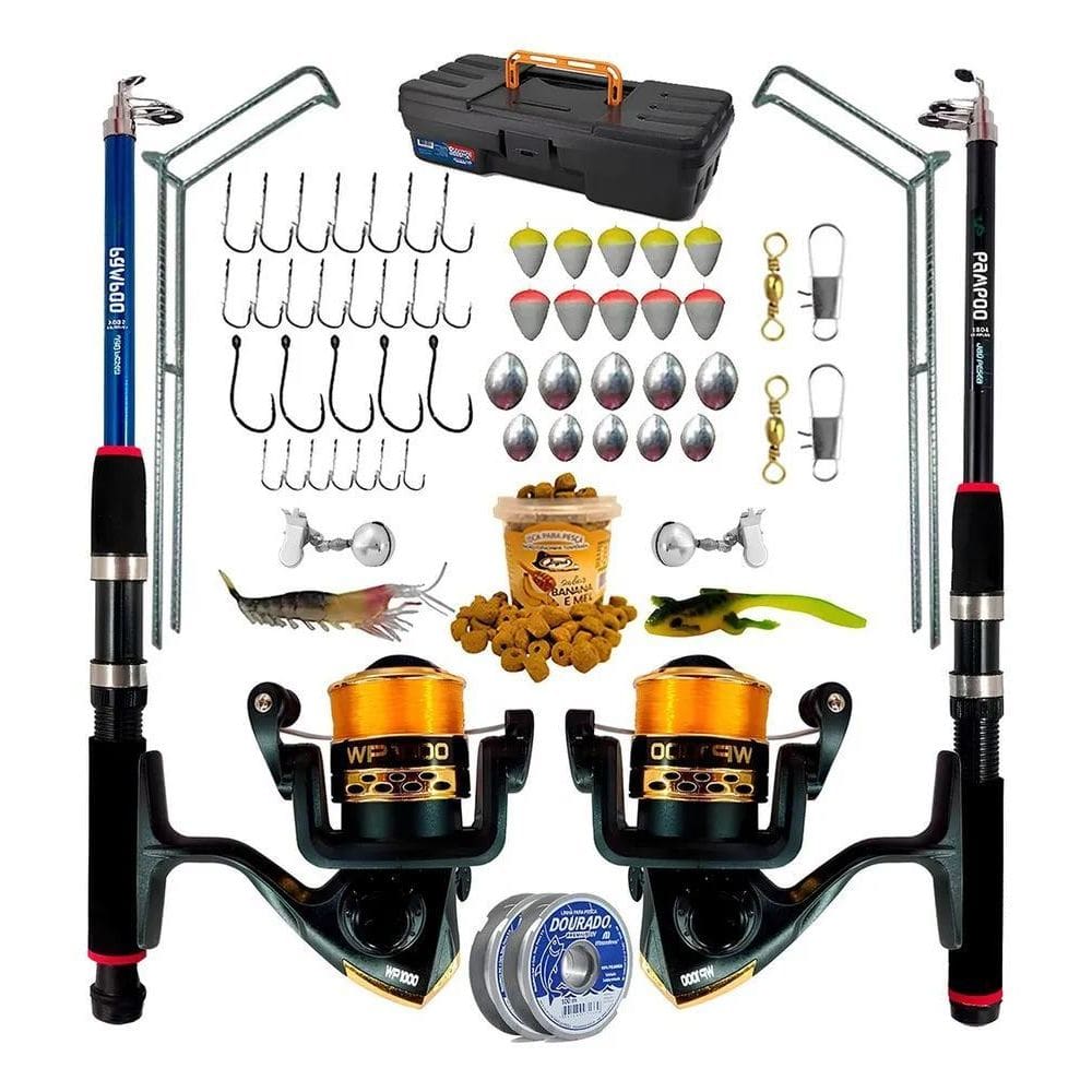 2X Jau Pesca Kit De Pesca Duplo Ii Cor Verde E Azul Kit De P