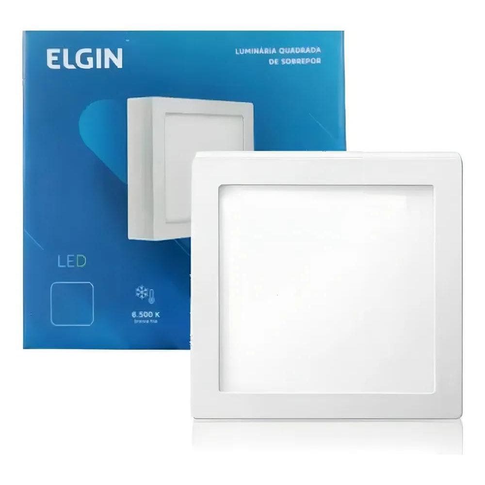2X Plafon Led Quadrado Sobrepor 18W 6500K Branco Frio Elgin