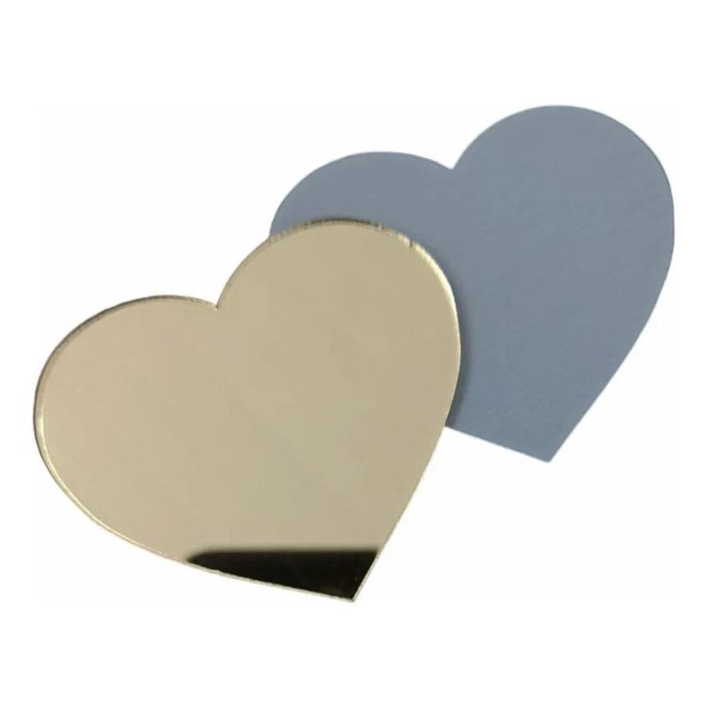 2X Coração Espelhado 50 Peças Tag Sem Furo 4Cm P/Personaliza