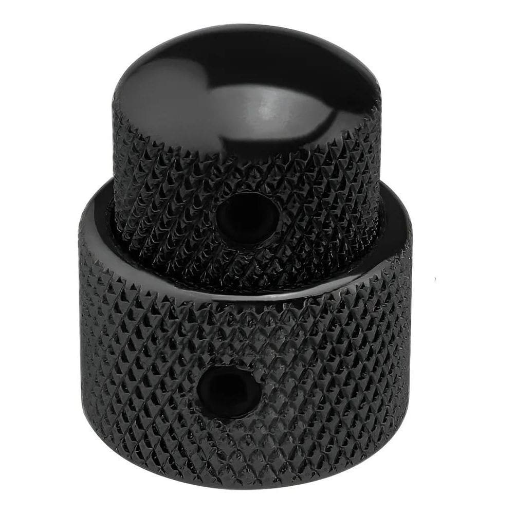 2X Knob Duplo Concêntrico De Metal Preto Guitarra Baixo