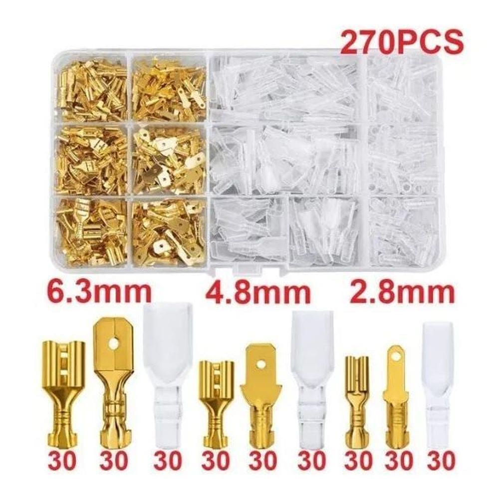 2X Kit 270 Conector Terminal Emenda Fio Automotivo Tipo Fast