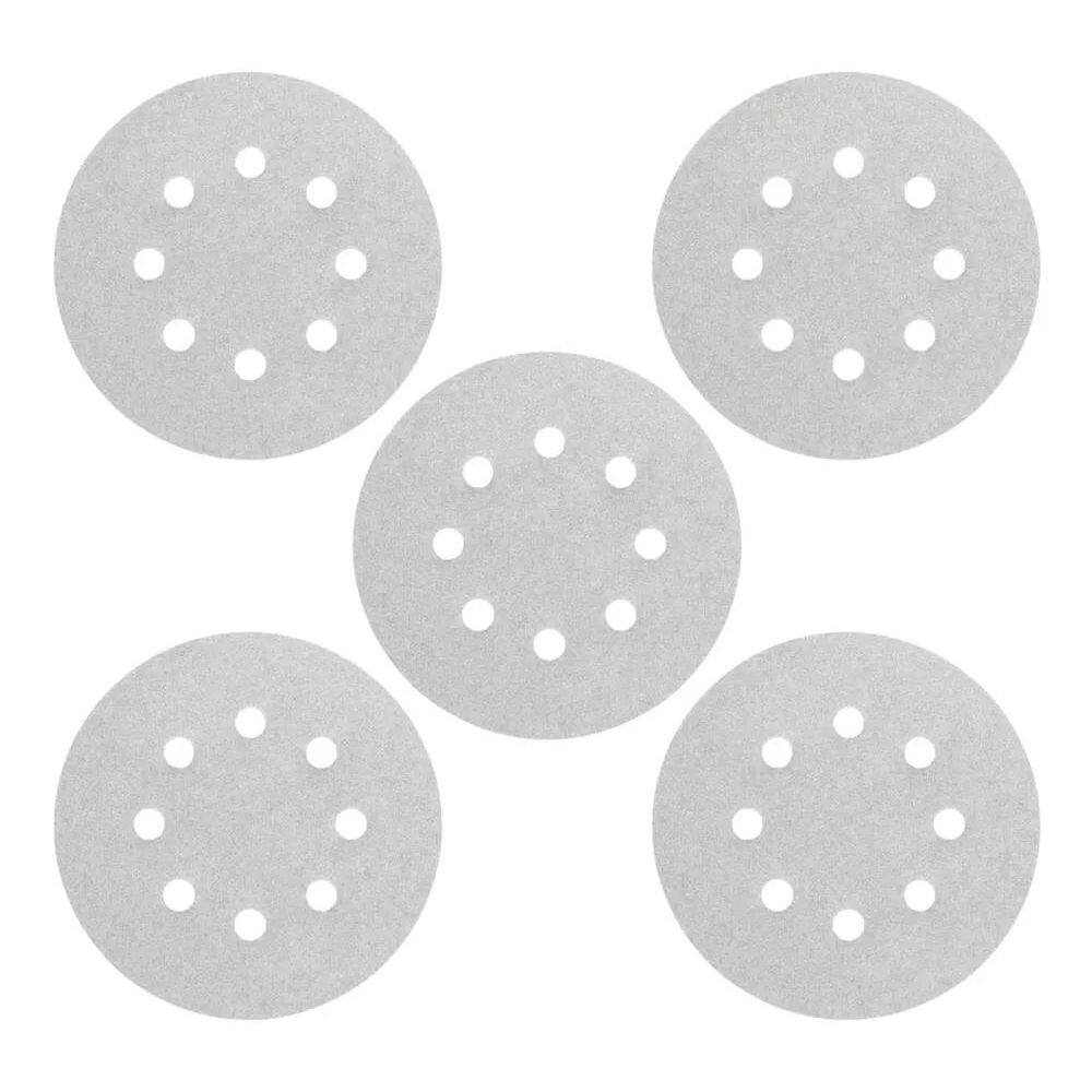 Combo 50 Disco Lixa Pluma Branco 125Mm 8 Furos Roto Orbital