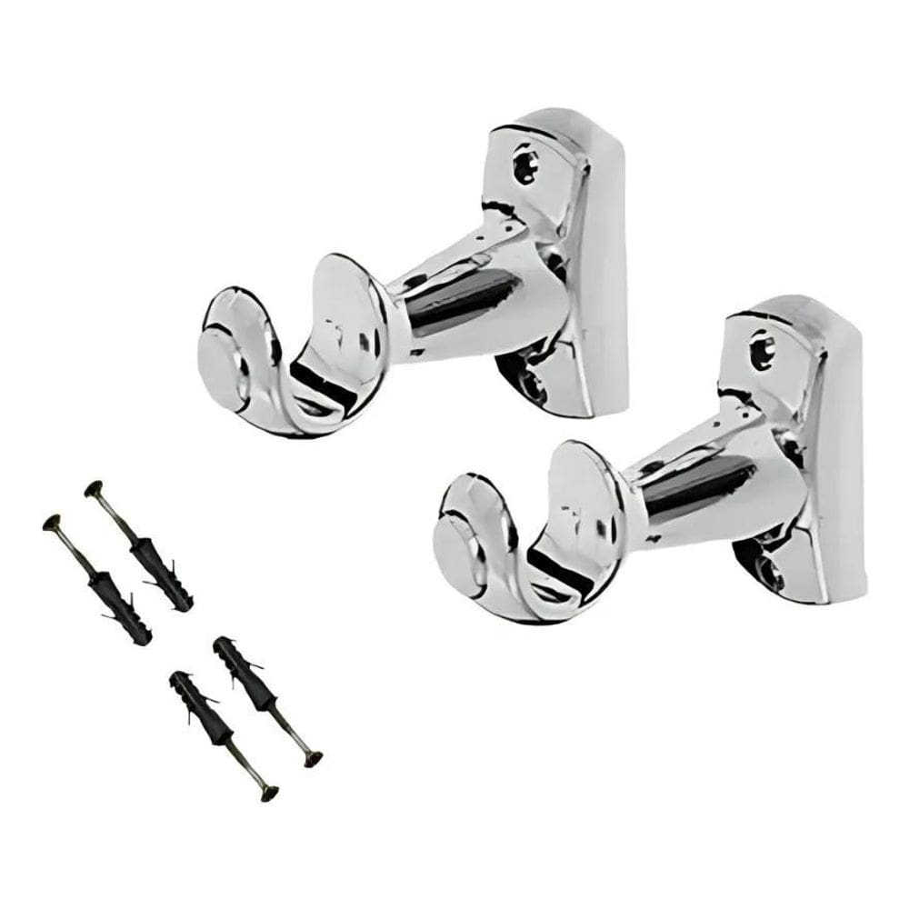 2X Kit Suporte Para Varão 19Mm Cromado Pvc  Par  Reibraz