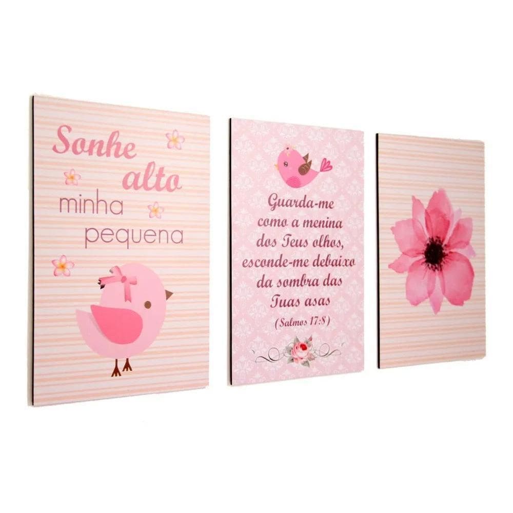 Quadros Infantil Menina Flor Kit 3 20X30 Decorativo Criança