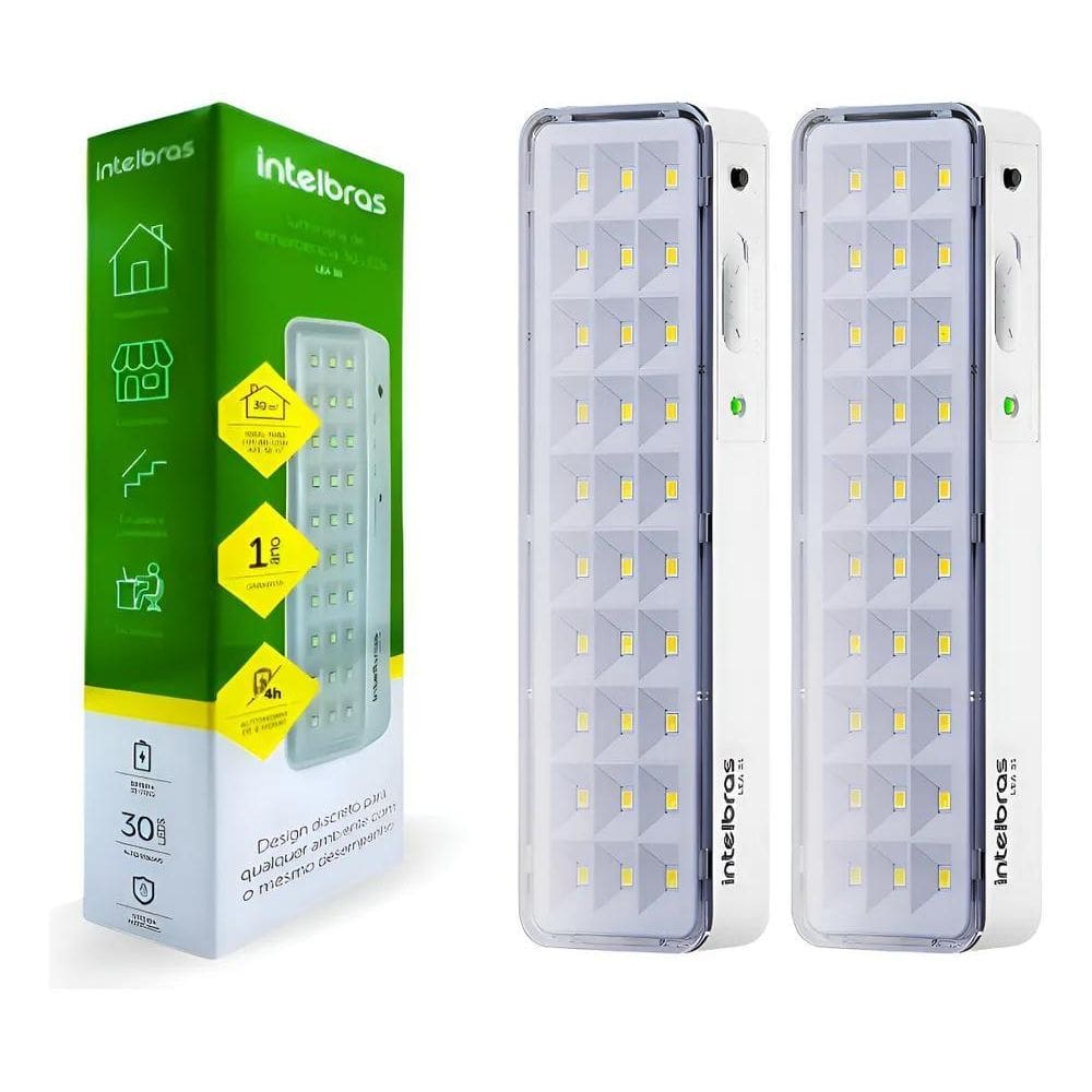 2X Kit 2 Luminárias De Emergência Intelbras Lea 31 Luz Bivol