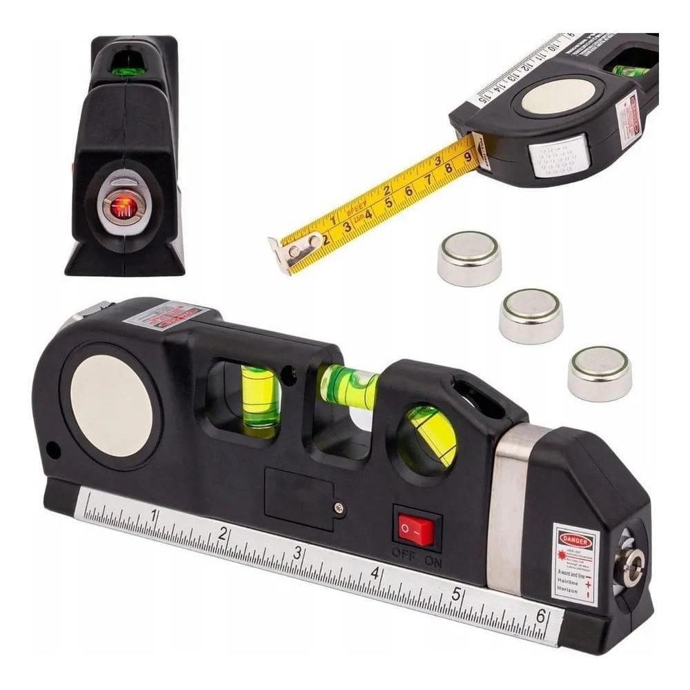 Nível A Laser 3 Linhas E Trena Régua Nivelador Pedreiro