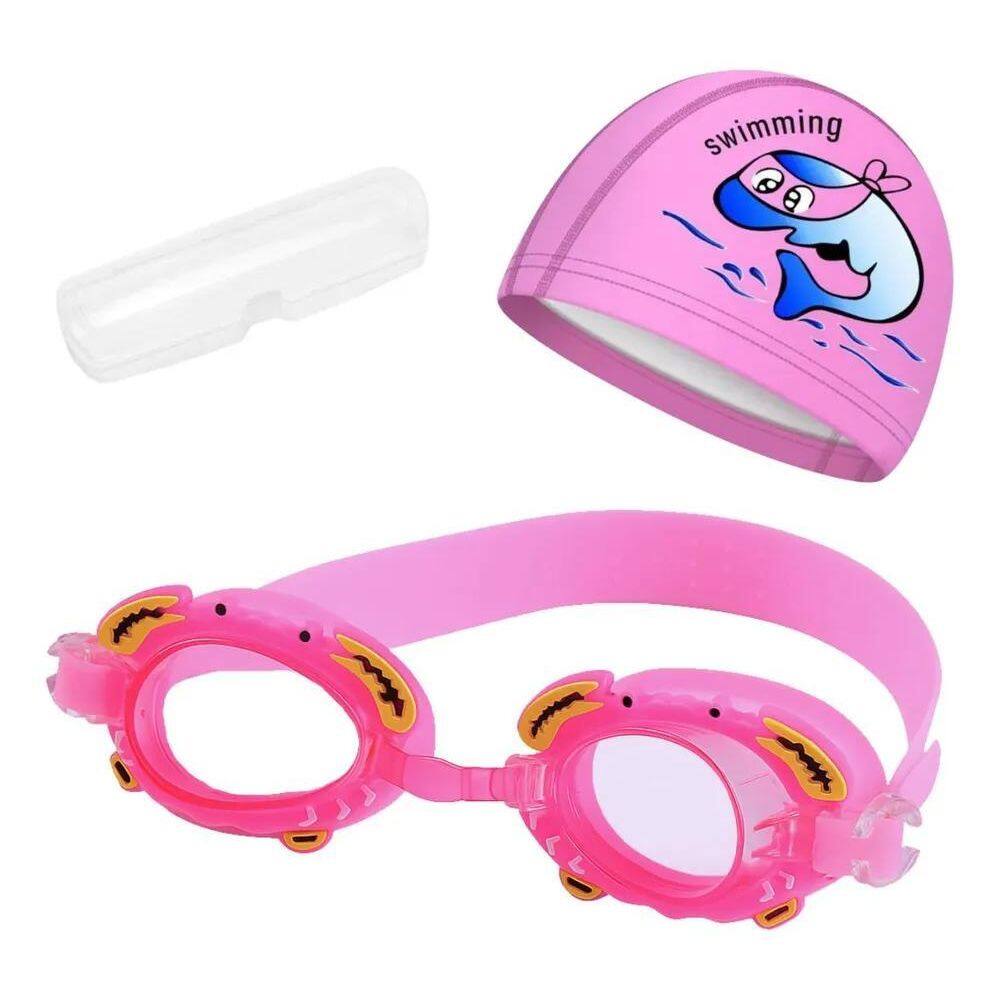 2X Kit Touca Óculos Natação Piscina Infantil Hero Band Desen