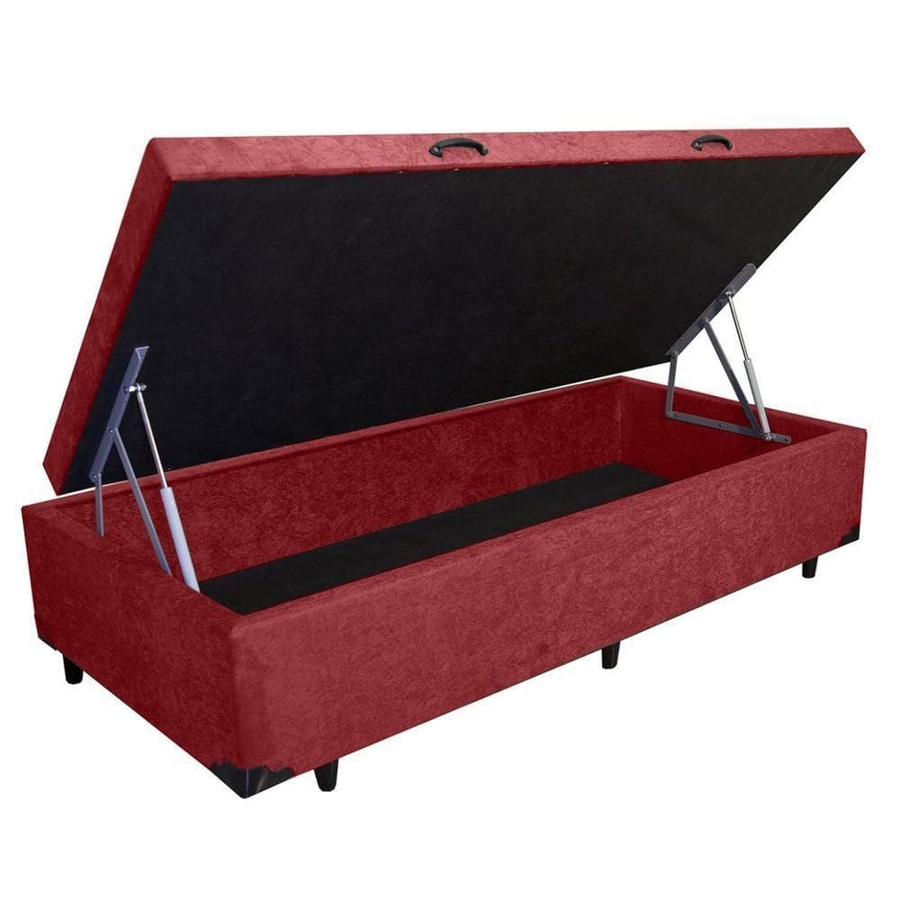 Cama Box Baú Solteiro Vermelho Sintético 88x188