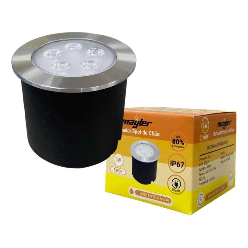 2X Embutido Solo 5W Balizador Led Blindado Ip67 Spot Chão Pi