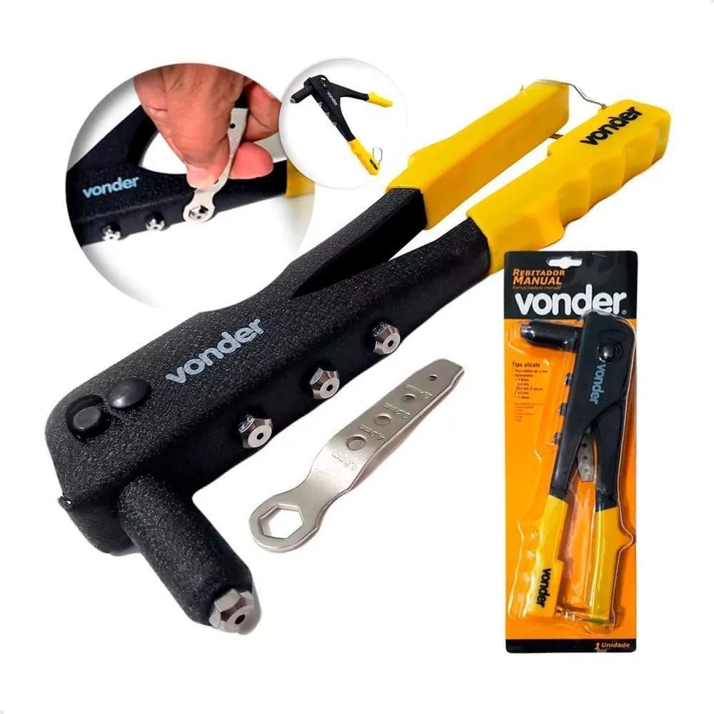 Rebitadeira Alicate Rebitador Profissional 4 Bicos + Chave 4
