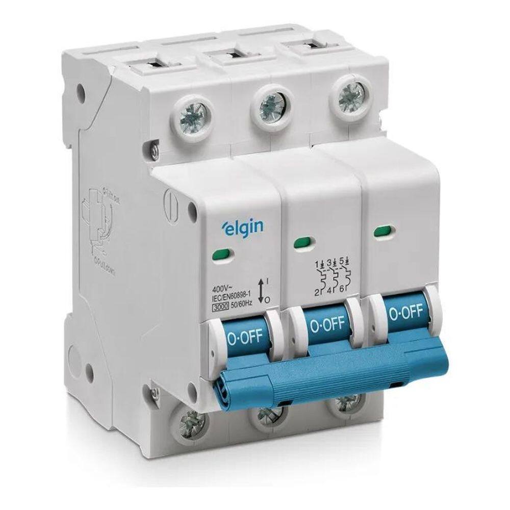 2X Disjuntor Tripolar Elgin 6A 10A 16A 20A 25A 32A 40A 50A 6