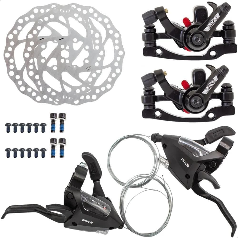 2X Kit Freio Disco + Alavanca Passador Rapidfire Bike Aro 26