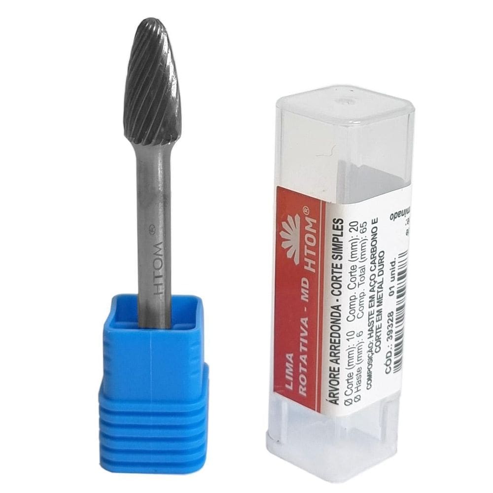 Lima Rotativa Árvore Arredondada 10 X 20Mm Md Corte Simples