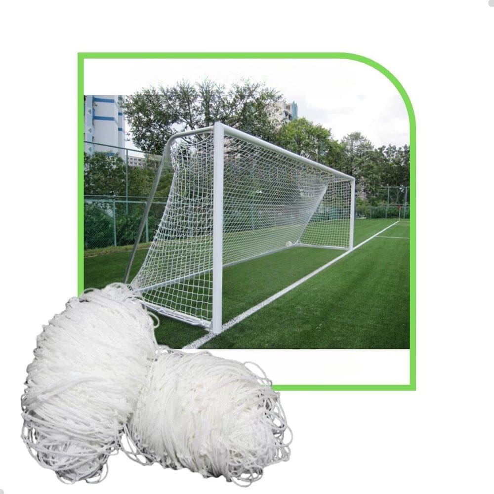 Par De Rede Futebol Society 6Mts Quadrada Fio 2Mm Seda Sport